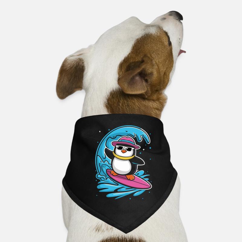 Surf Pingouin Vagues Aventure Fun Bandana pour chien