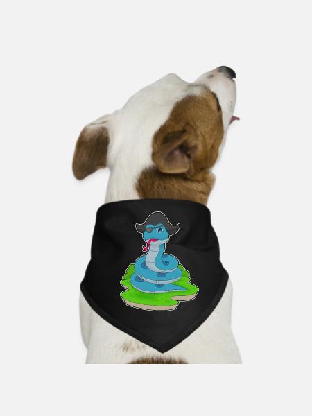 Schlange Pirat Piratenhut - Hunde-Bandana - Schwarz - Vorne