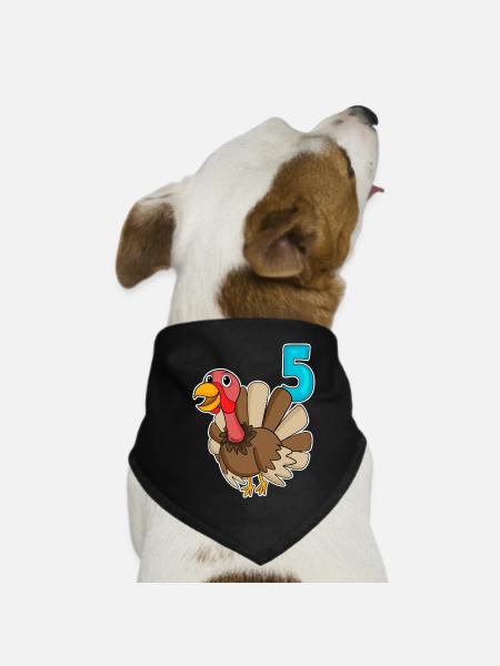 5th Birthday Motif Turkey - 5 years - Dog Bandana - black - Front