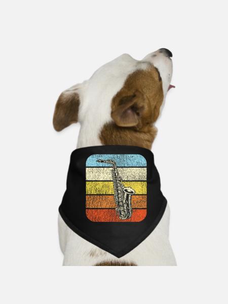 Saxophone Rétro Vintage - Bandana pour chien - noir - Devant