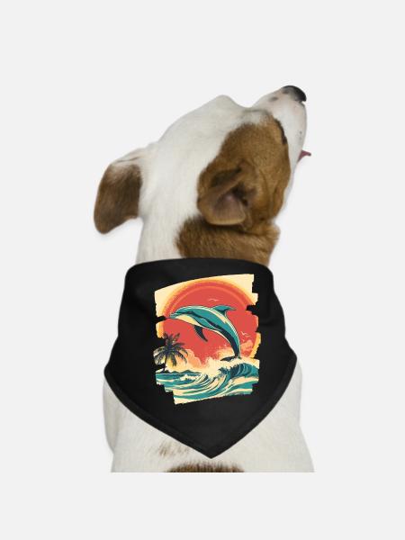 Dolphin - Dog Bandana - black - Front