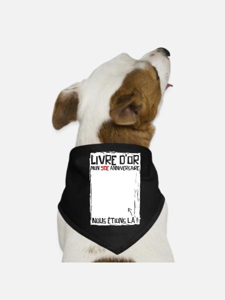 50 ans | 50e anniversaire | Livre d’or drôle - Bandana pour chien - noir - Devant