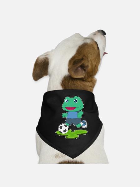Frog Soccer Player Soccer - Dog Bandana - black - Front