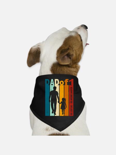 Dad & Daughter Gift Vintage Design Father's Day - Dog Bandana - black - Front
