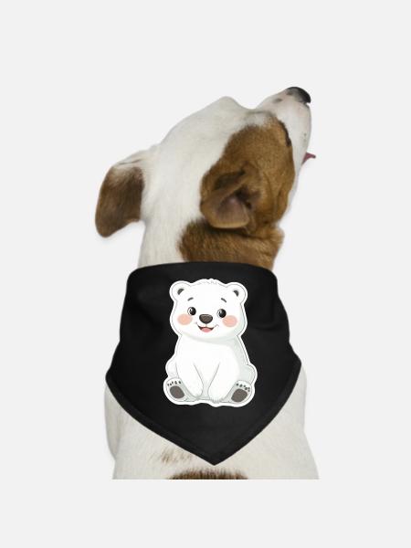 Illustration d’ours polaire – Motif d’animal arctique - Bandana pour chien - noir - Devant