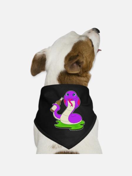 Schlange Flasche Bier - Hunde-Bandana - Schwarz - Vorne