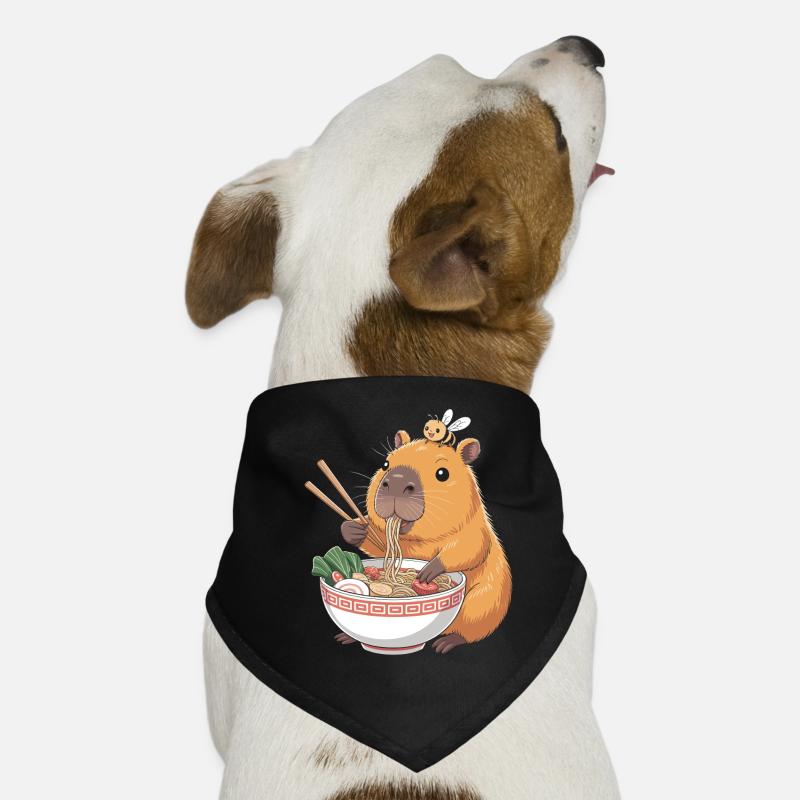 Capybara Ramen Kawaii With Bee Dog Bandana