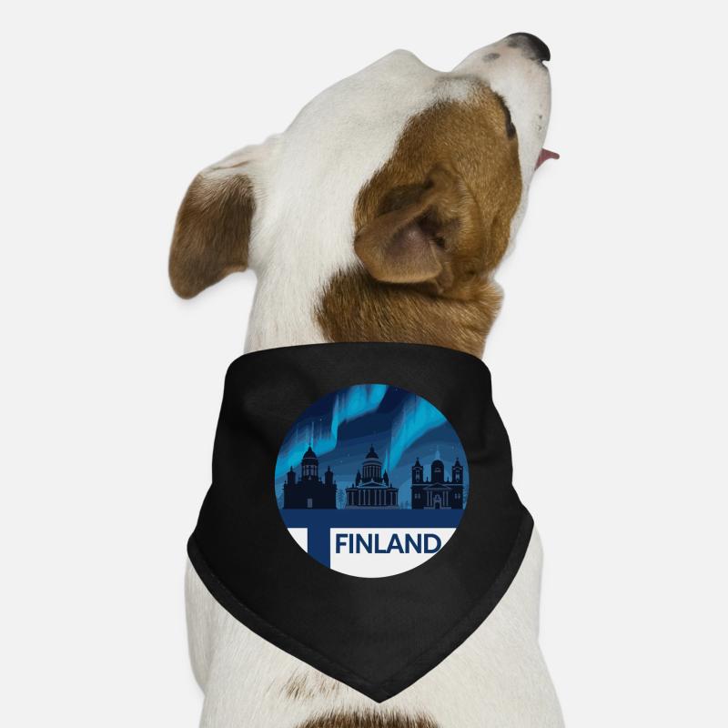 Northern Lights over Finland silhouette with Dog Bandana