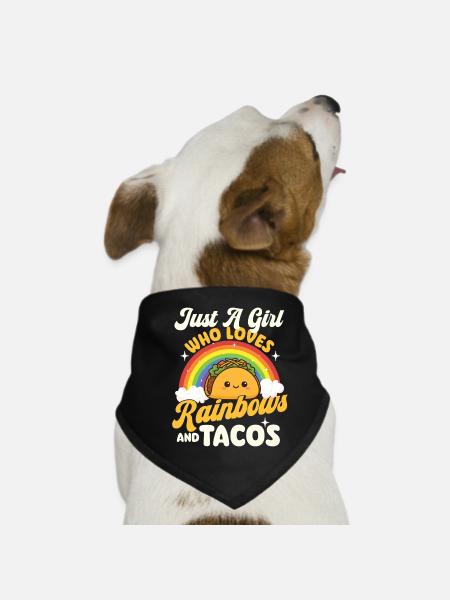 Nur ein Mädchen, das Regenbögen und Tacos liebt - Hunde-Bandana - Schwarz - Vorne