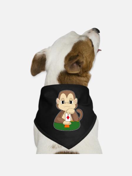 Monkey Poker Jeu de cartes de poker - Bandana pour chien - noir - Devant