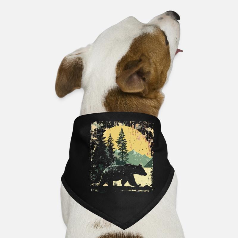 Retro Outdoor Wilderness Bear Trees Dog Bandana