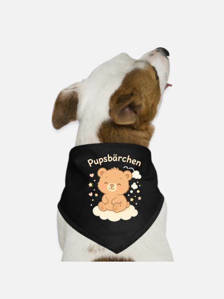 Pupsbärchen auf Wolke - Hunde-Bandana - Schwarz - Vorne