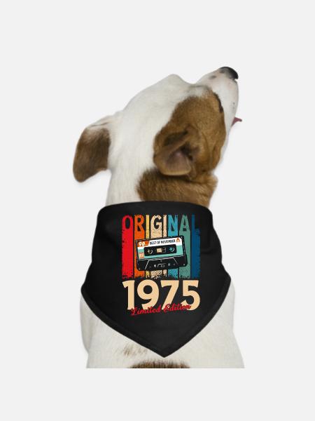 50th Birthday Cassette November Vintage 1975 - Dog Bandana - black - Front