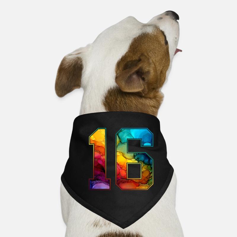 NON. 16 NUMÉRO 16 COLLÈGE 16E ANNIVERSAIRE Bandana pour chien
