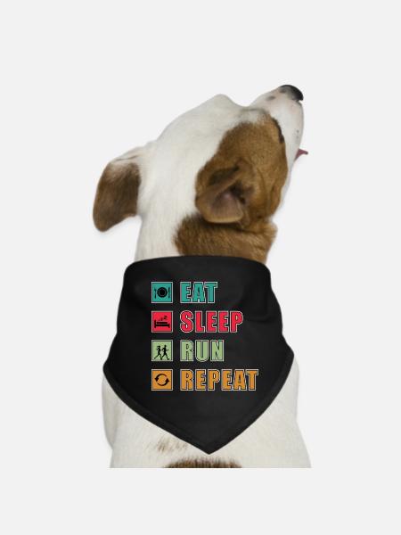 Eat Sleep Run Repeat Active Lifestyle Shirt - Dog Bandana - black - Front