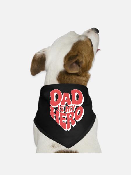 Mein Papa Ist Mein Held - Hunde-Bandana - Schwarz - Vorne