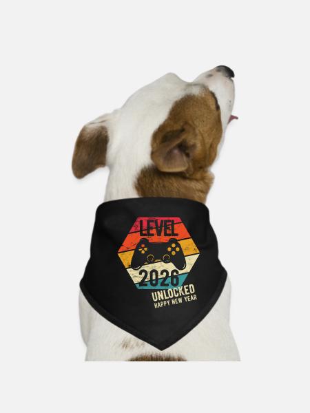 Happy New Year | Level 2026 unlocked | Gamer - Hunde-Bandana - Schwarz - Vorne