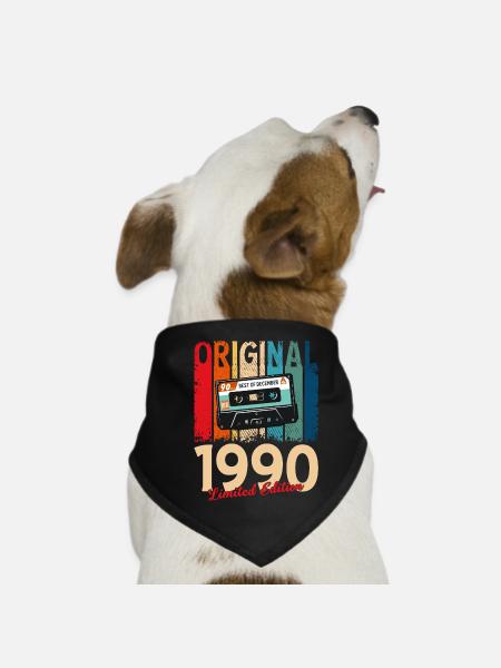35. Geburtstag Kassette Dezember Jahrgang 1990 - Hunde-Bandana - Schwarz - Vorne