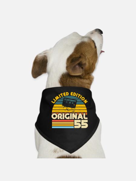55 Ans Vintage Cadeau Anniversaire Rétro Original - Bandana pour chien - noir - Devant
