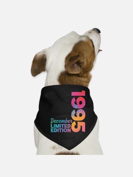 Birthday December 1995 Born in December Gift - Dog Bandana - black - Front