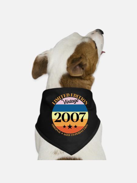 2007 Vintage-Geburtstagsgeschenk - Hunde-Bandana - Schwarz - Vorne