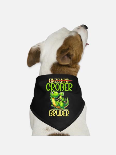 Motif de frère et de sœur dinosaure dinosaure Big Brother - Bandana pour chien - noir - Devant