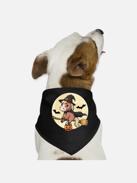 Süßes Pferd Hexe Halloween Pony - Hunde-Bandana - Schwarz - Vorne