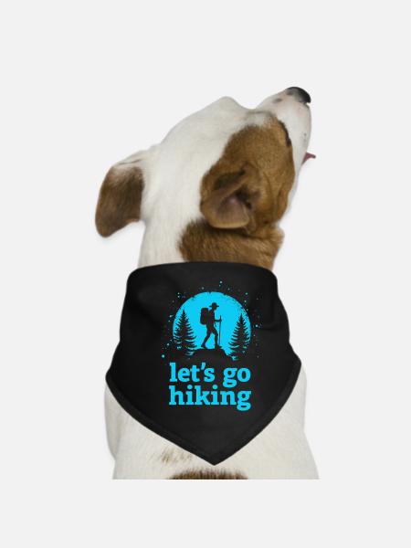 Let's go hiking mountaineer hiker silhouette - Dog Bandana - black - Front