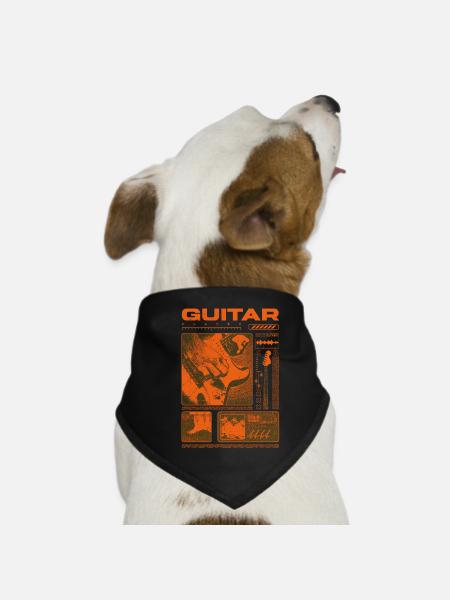Guitar Player Rock Guitarist Streetwear Musician - Dog Bandana - black - Front