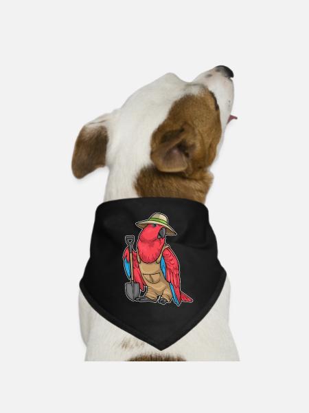 Parrot Gardener Shovel Garden - Dog Bandana - black - Front