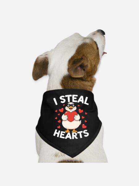 I Steal Hearts Goose - Dog Bandana - black - Front