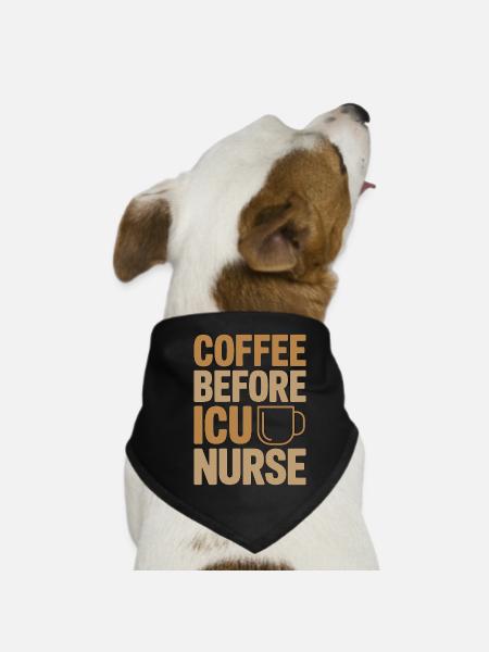 ICU Nurse Coffee Registered Nurse Coffee Lover - Dog Bandana - black - Front