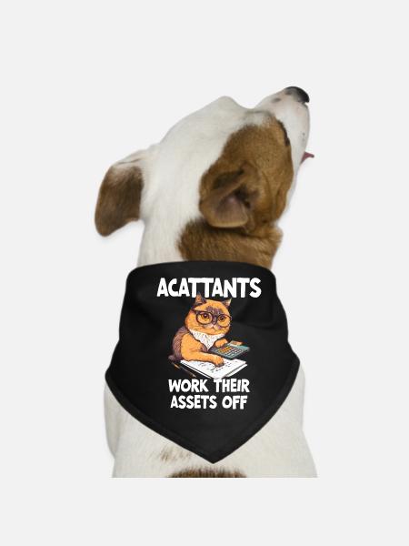 Funny Accountant Work Their Assets Off - Dog Bandana - black - Front
