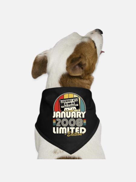 Vintage 2008 janvier Rétro Cadeau D'anniversaire - Bandana pour chien - noir - Devant