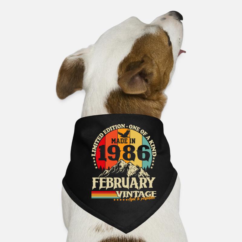Février 1986 Vintage Rétro Anniversaire Bandana pour chien