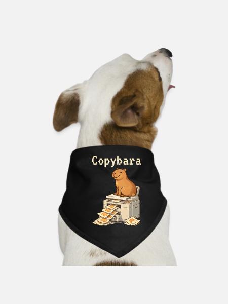 Copybara Capybara on Copier Office Humor - Dog Bandana - black - Front