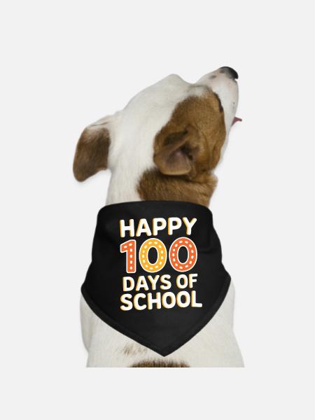 Happy 100 Days Of School - Hunde-Bandana - Schwarz - Vorne