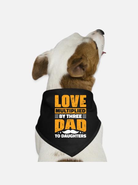 Dad father of three girls daughters - Dog Bandana - black - Front