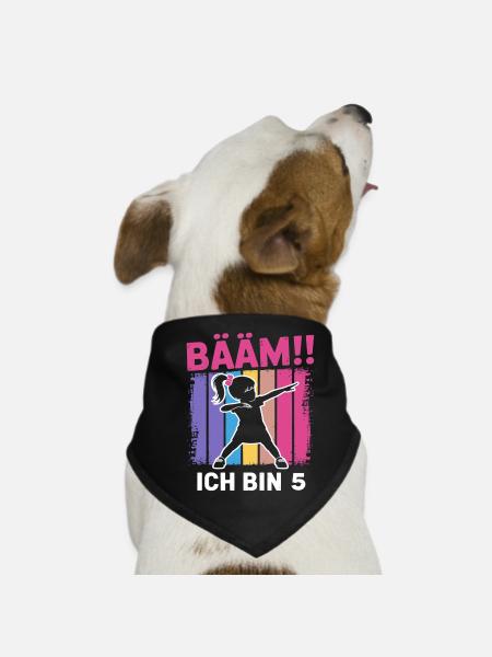 Bääm Ich bin 5 Dabbing Mädchen 5. Geburtstag - Hunde-Bandana - Schwarz - Vorne