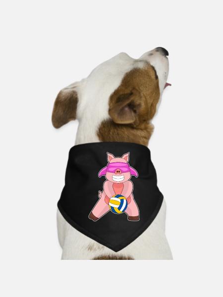 Schwein Volleyballspieler Volleyball Sport - Hunde-Bandana - Schwarz - Vorne