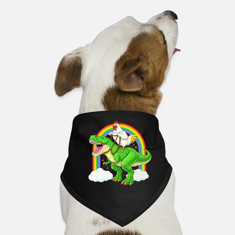 Chicken Riding T-Rex Dinosaur Rainbow Dog Bandana