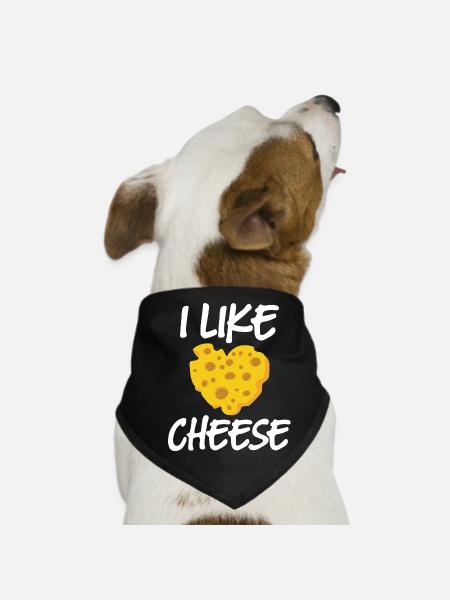 Love Cheese I Like Cheese Cheesemonger Chef Cook F - Dog Bandana - black - Front