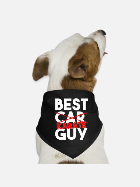 Karate Heartbeat Pulse Martial Arts Silhouette - Dog Bandana - black - Front