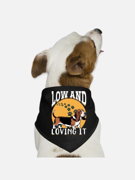 Funny Dog Breed Basset Hound - Dog Bandana - black - Front