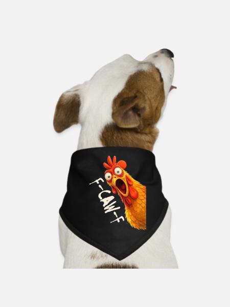F-Caw-F Graphique drôle de mème de coq de poulet - Bandana pour chien - noir - Devant