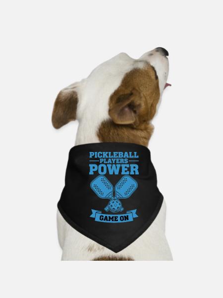 Pickleball Players Power Game On Funny Player - Dog Bandana - black - Front