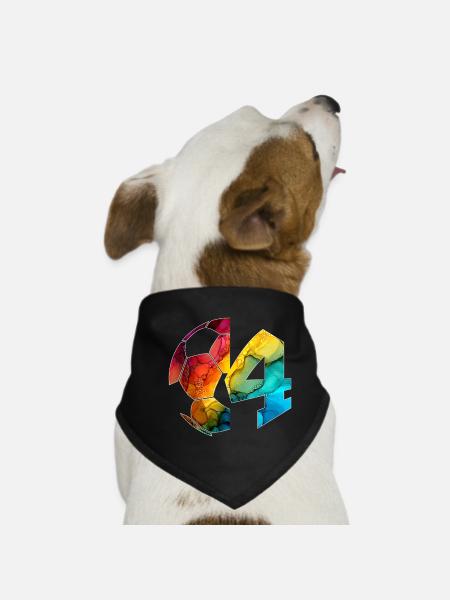 NO. 4 FOOTBALLER NUMBER 4 FOOTBALL 4TH BIRTHDAY - Dog Bandana - black - Front