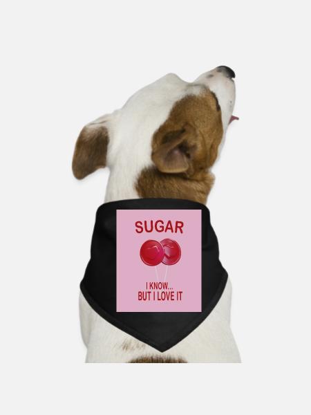 Sweet Sugar Love Pink Candy Humor Shirt - Dog Bandana - black - Front