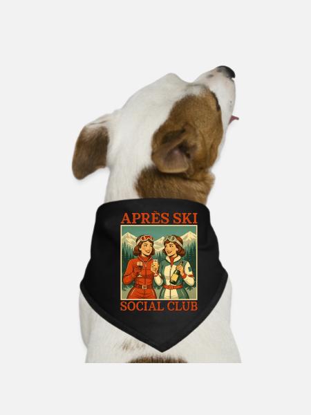 Retro Après Ski Club Damen - Hunde-Bandana - Schwarz - Vorne