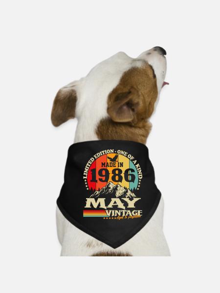 Cadeau d’anniversaire Vintage Born de mai 1986 - Bandana pour chien - noir - Devant